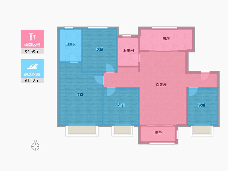 天津-天津市-碧桂园云湖27号楼,建面138m²-110.39-户型库-动静分区