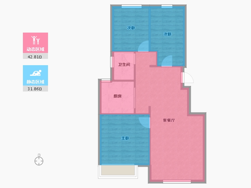 天津-天津市-梧桐大道梧桐大道一期5号楼,梧桐大道一期4号楼,梧桐大道一期3号楼,梧桐大道一期2号楼-67.93-户型库-动静分区