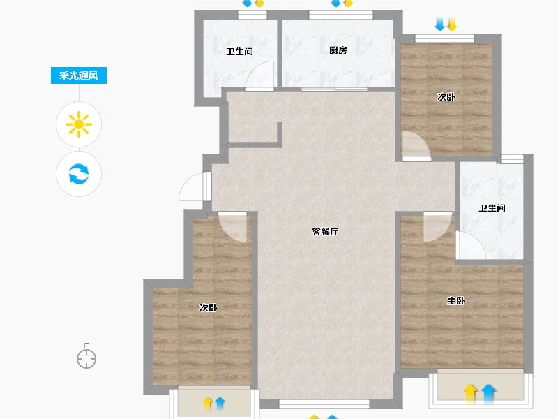 天津-天津市-梧桐大道一期7号楼,梧桐大道一期9号楼,梧桐大道一期10号楼,梧桐大道一期11号楼,-82.13-户型库-采光通风