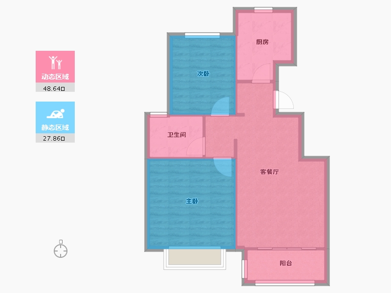 天津-天津市-新城悦隽央著4号楼,10号楼,46号楼,48号楼,50号楼,45号楼,47号-69.60-户型库-动静分区