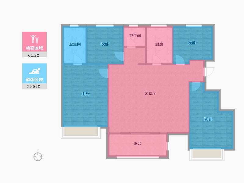 天津-天津市-新城悦隽央著26号楼,24号楼,25号楼,31号楼,32号楼建面140m²-112.00-户型库-动静分区