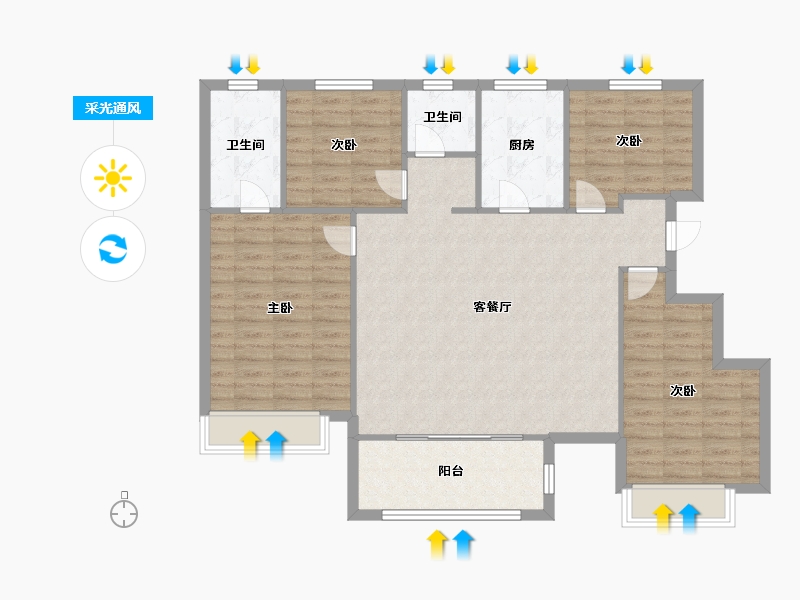 天津-天津市-新城悦隽央著26号楼,24号楼,25号楼,31号楼,32号楼建面140m²-112.00-户型库-采光通风