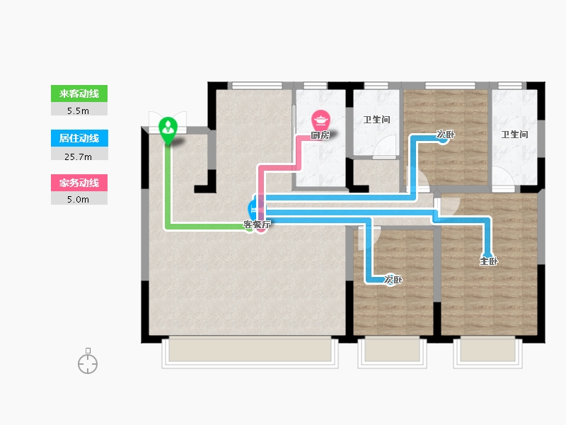 天津-天津市-天地源熙湖畔12号楼,19号楼建面132m²-99.77-户型库-动静线