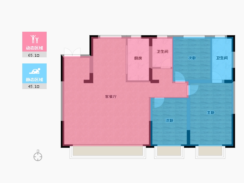 天津-天津市-天地源熙湖畔12号楼,19号楼建面132m²-99.77-户型库-动静分区