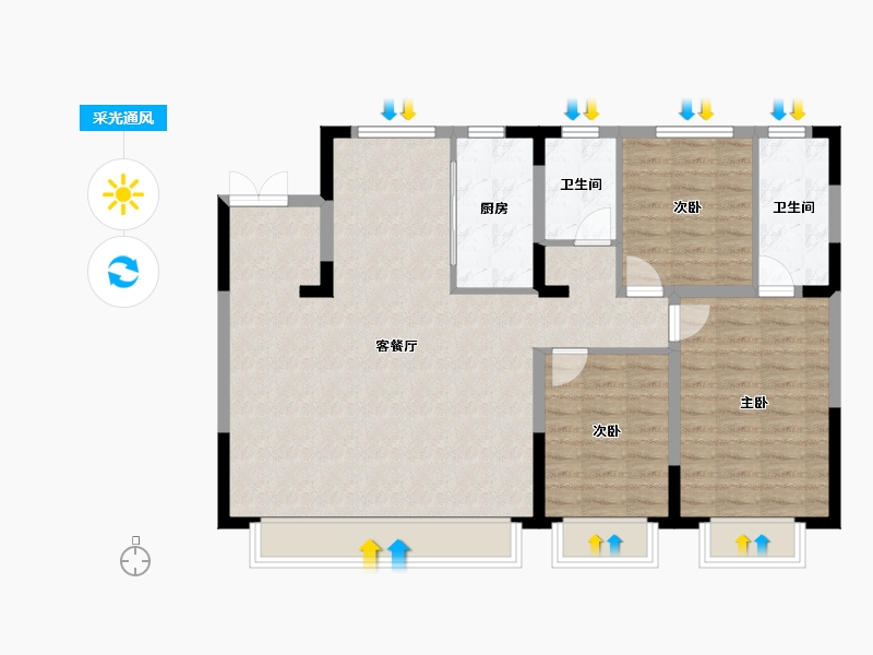 天津-天津市-天地源熙湖畔12号楼,19号楼建面132m²-99.77-户型库-采光通风