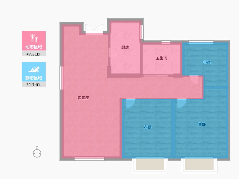 天津-天津市-金融街金悦府融悦景苑1号楼,融悦景苑3号楼建面89m²-71.19-户型库-动静分区