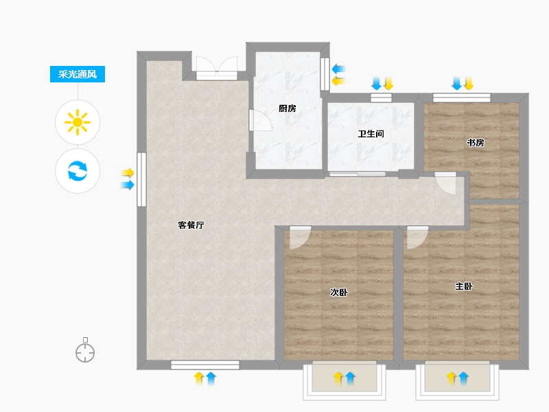 天津-天津市-金融街金悦府融悦景苑1号楼,融悦景苑3号楼建面89m²-71.19-户型库-采光通风