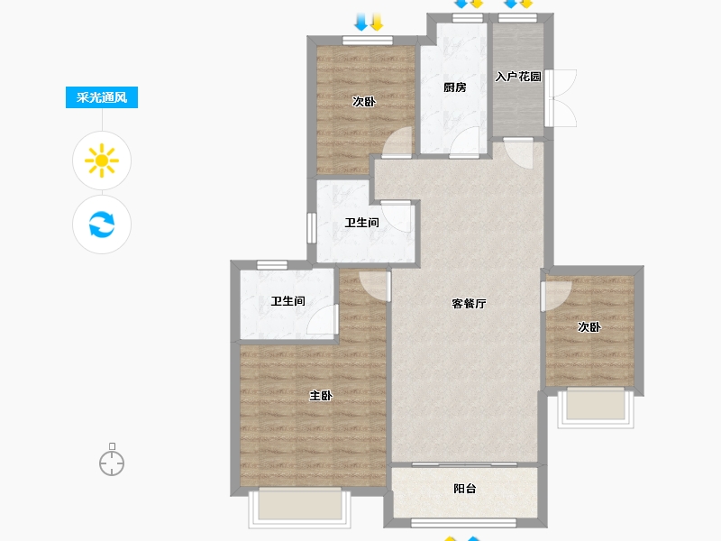 天津-天津市-恒大翡翠湾天泽御苑3号楼,天泽御苑4号楼,天泽御苑5号楼,天泽御苑6号楼,天泽御苑7-88.02-户型库-采光通风