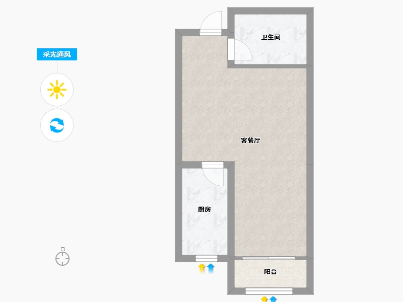 天津-天津市-亿博棠樾府1号楼,3号楼建面63m²-39.86-户型库-采光通风