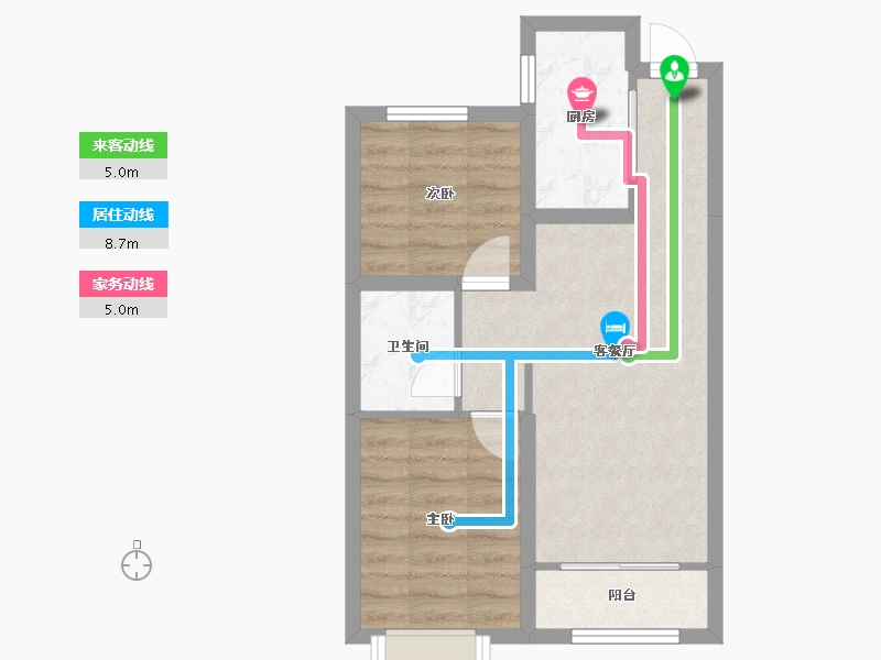 天津-天津市-亿博棠樾府1号楼,3号楼,2号楼建面77m²-49.00-户型库-动静线