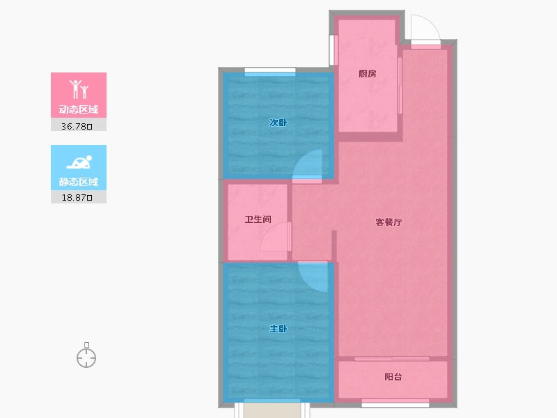 天津-天津市-亿博棠樾府1号楼,3号楼,2号楼建面77m²-49.00-户型库-动静分区