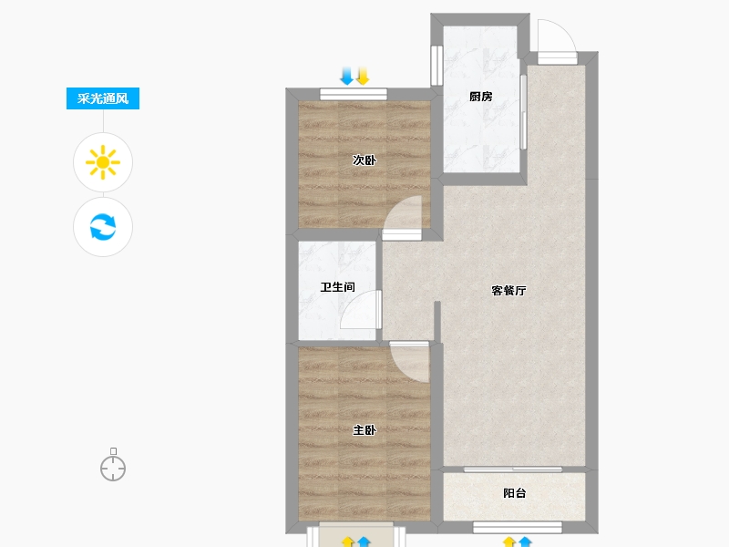 天津-天津市-亿博棠樾府1号楼,3号楼,2号楼建面77m²-49.00-户型库-采光通风