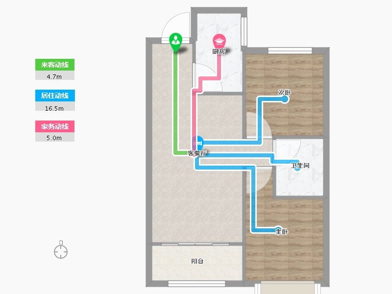 天津-天津市-花样年家天下H户型建面80m²-64.01-户型库-动静线