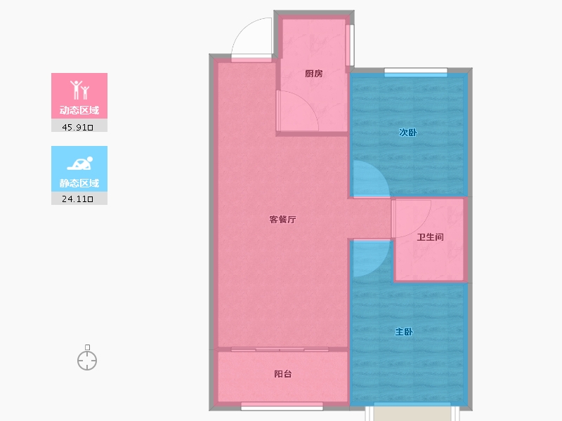 天津-天津市-花样年家天下H户型建面80m²-64.01-户型库-动静分区