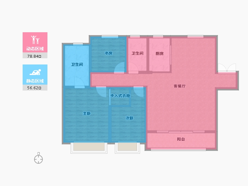 天津-天津市-正荣紫阙正虹雅苑5号楼,正虹雅苑1号楼建面153m²-122.41-户型库-动静分区