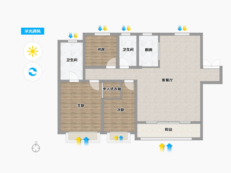 天津-天津市-正荣紫阙正虹雅苑5号楼,正虹雅苑1号楼建面153m²-122.41-户型库-采光通风