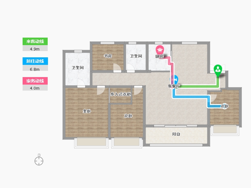 天津-天津市-正荣紫阙正虹雅苑5号楼,正虹雅苑1号楼建面168m²-134.39-户型库-动静线