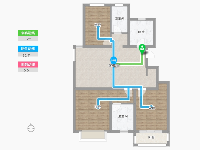 天津-天津市-南开华府建面123m²-90.36-户型库-动静线