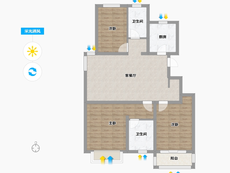 天津-天津市-南开华府建面123m²-90.36-户型库-采光通风