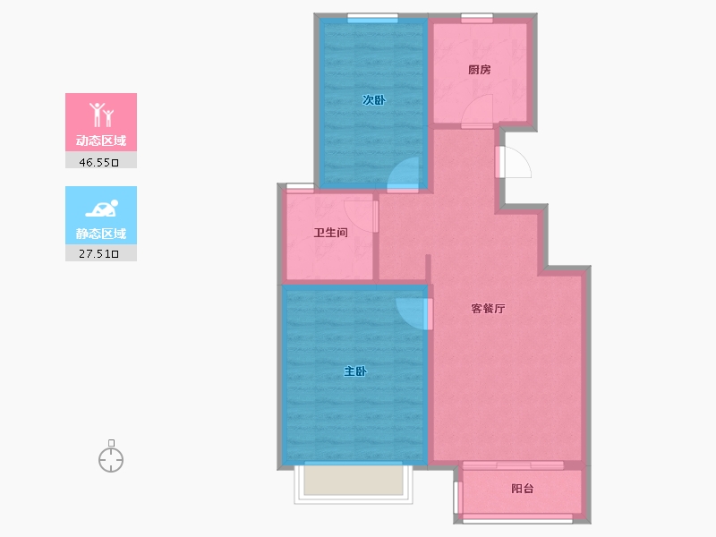 天津-天津市-南开华府建面89m²-65.84-户型库-动静分区