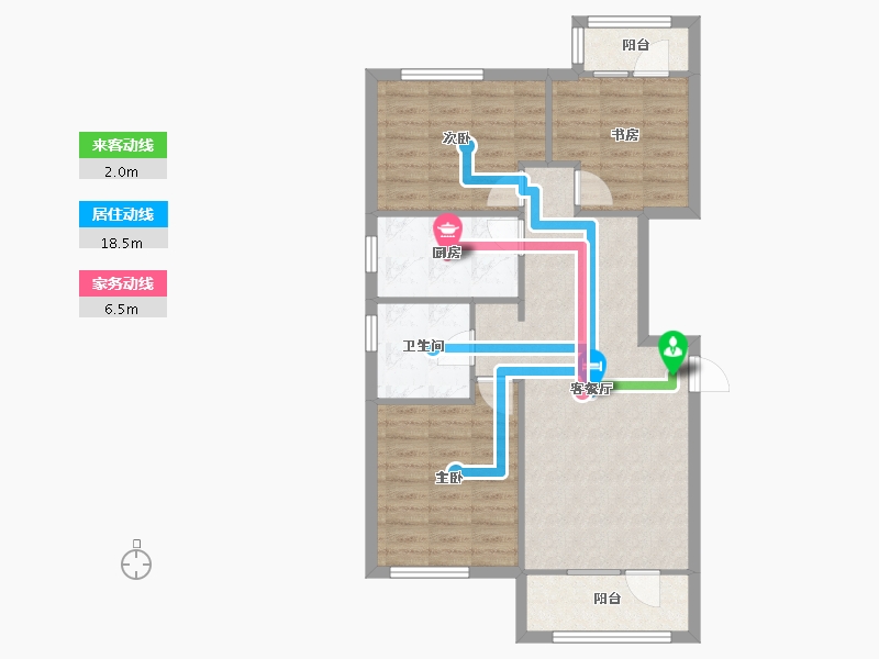 天津-天津市-江南邑2号楼建面122m²-76.78-户型库-动静线