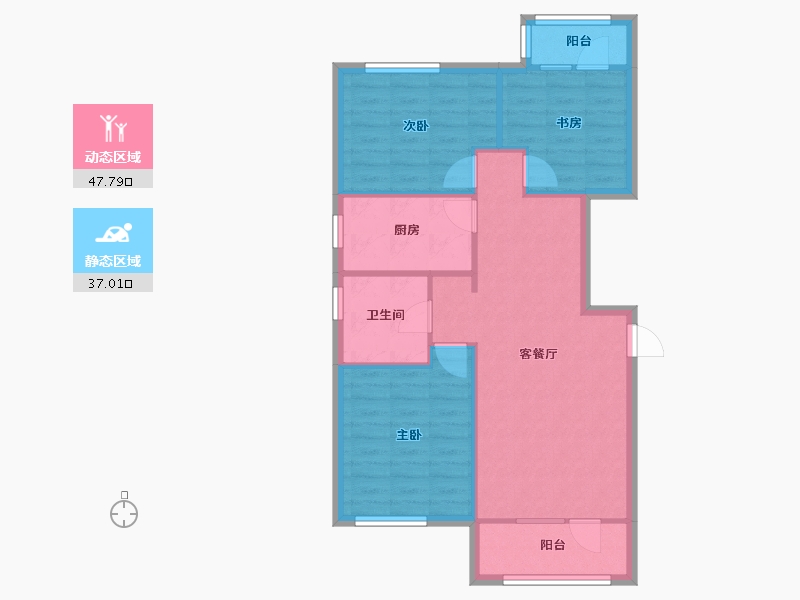 天津-天津市-江南邑2号楼建面122m²-76.78-户型库-动静分区