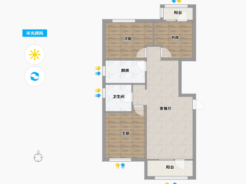 天津-天津市-江南邑2号楼建面122m²-76.78-户型库-采光通风