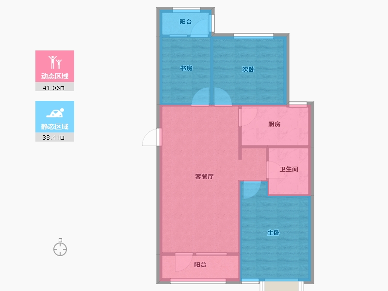 天津-天津市-江南邑2号楼建面107m²-67.41-户型库-动静分区