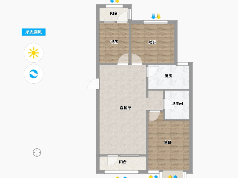 天津-天津市-江南邑2号楼建面107m²-67.41-户型库-采光通风