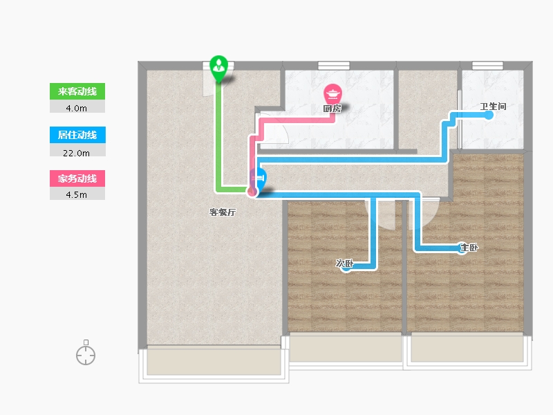 天津-天津市-仁恒公园世纪2号楼,5号楼,11号楼,9号楼,10号楼,建面96m²-76.80-户型库-动静线