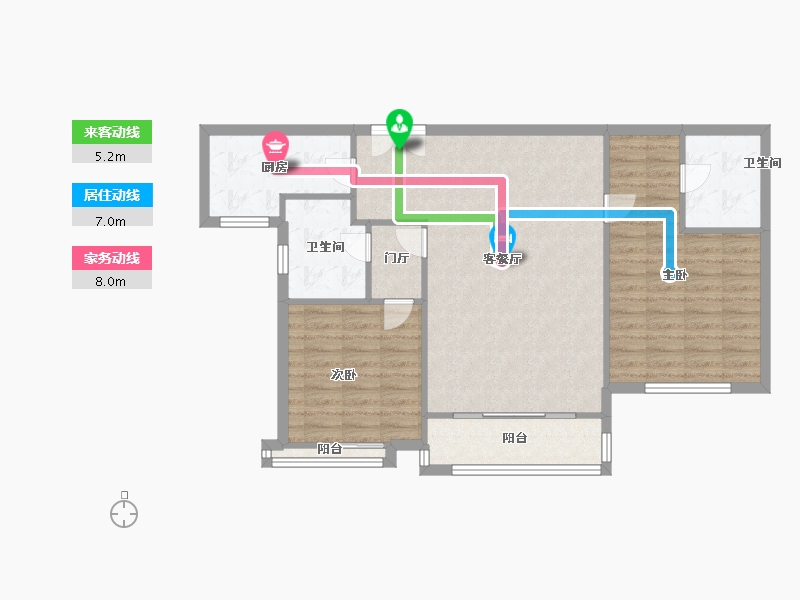 天津-天津市-仁恒公园世纪3号楼,建面115m²-92.00-户型库-动静线