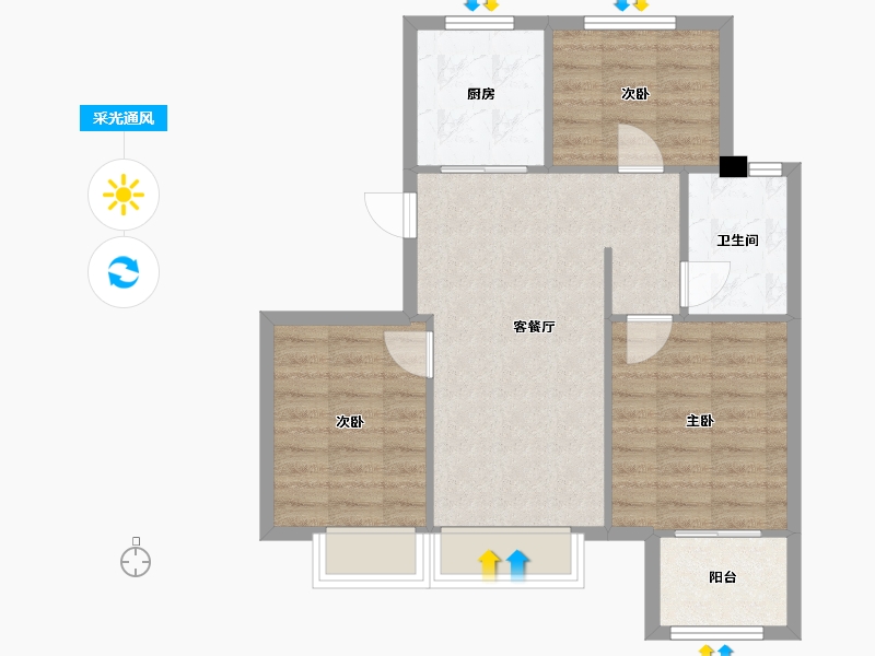 天津-天津市-花样年锦上花花苑家园5号楼,花苑家园6号楼,花苑家园7号楼,花苑家园8号楼,花苑家园-66.39-户型库-采光通风