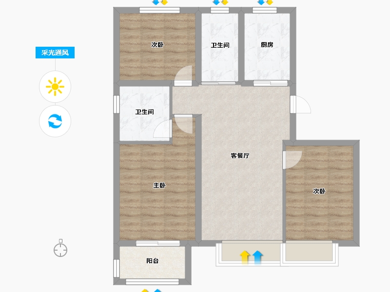 天津-天津市-花样年锦上花花苑家园8号楼,花苑家园9号楼,花苑家园10号楼,花苑家园11号楼,花苑-77.60-户型库-采光通风