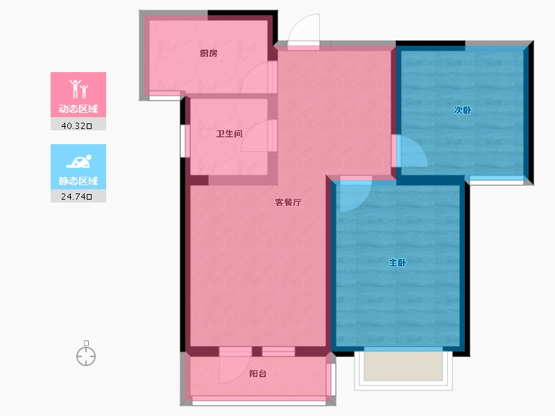 天津-天津市-荔城玉锦园C1户型建面86㎡-56.96-户型库-动静分区