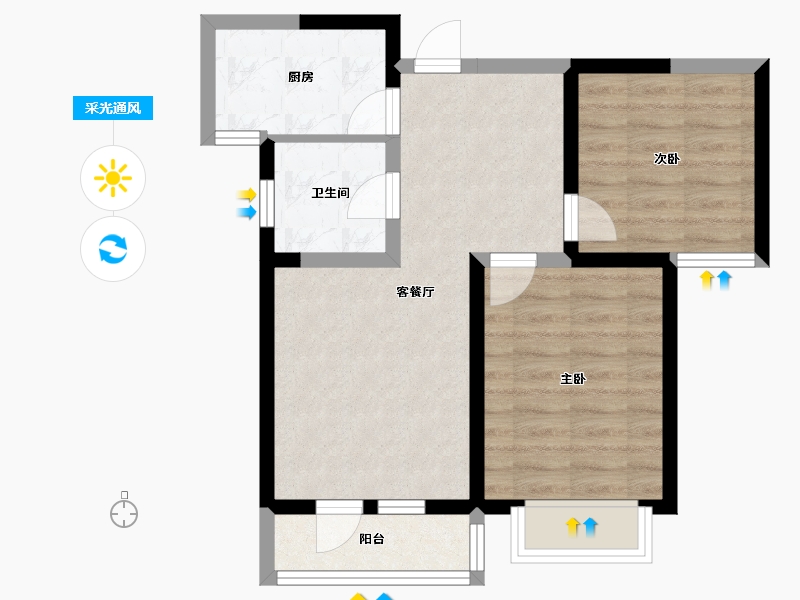 天津-天津市-荔城玉锦园C1户型建面86㎡-56.96-户型库-采光通风