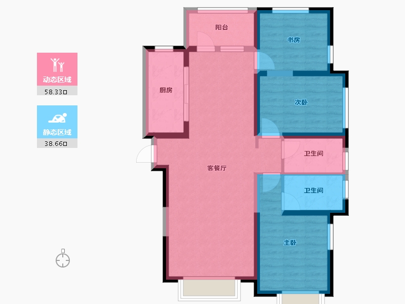 天津-天津市-荔城玉锦园A3户型建面130㎡-86.18-户型库-动静分区