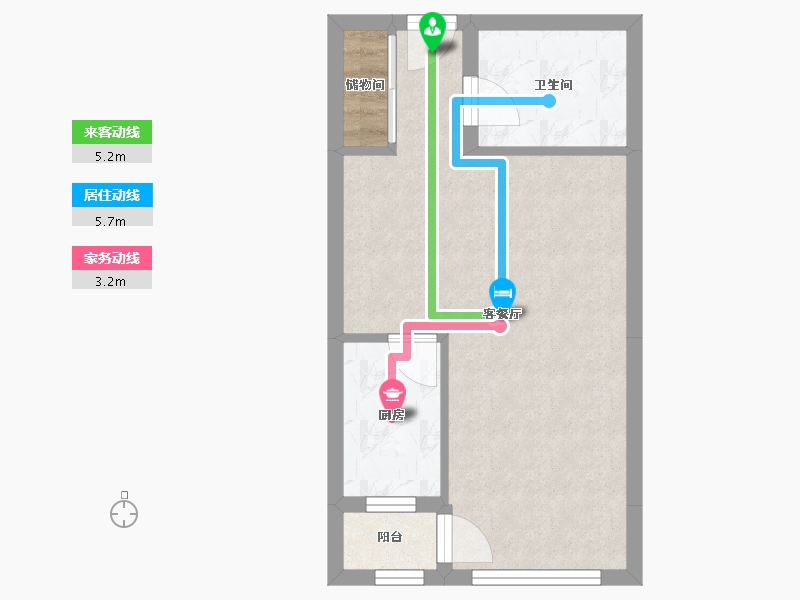 天津-天津市-鼎福汇鼎福大厦2号楼建面63m²-38.61-户型库-动静线