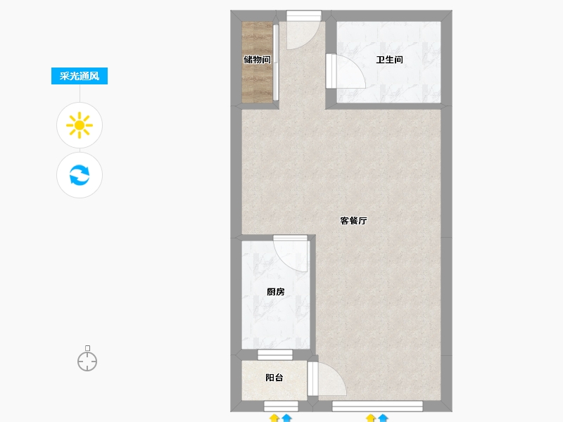 天津-天津市-鼎福汇鼎福大厦2号楼建面63m²-38.61-户型库-采光通风