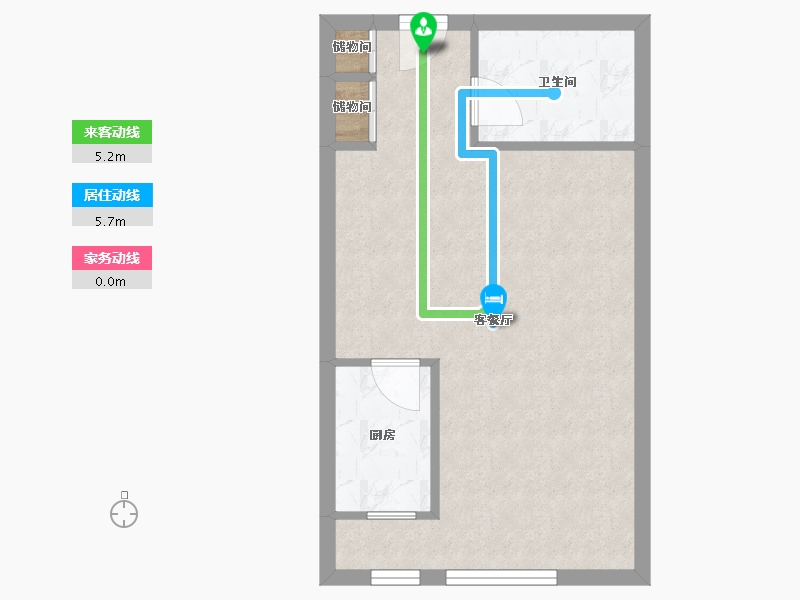 天津-天津市-鼎福汇鼎福大厦2号楼建面66m²-41.68-户型库-动静线