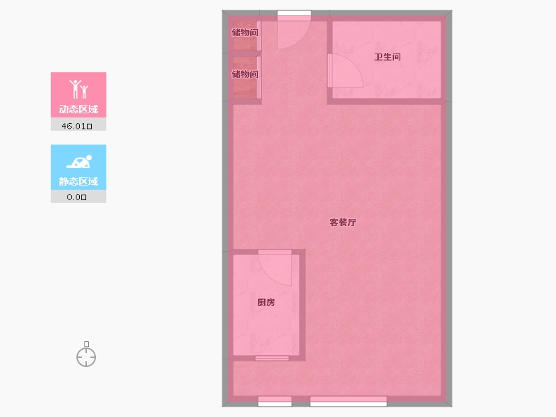 天津-天津市-鼎福汇鼎福大厦2号楼建面66m²-41.68-户型库-动静分区