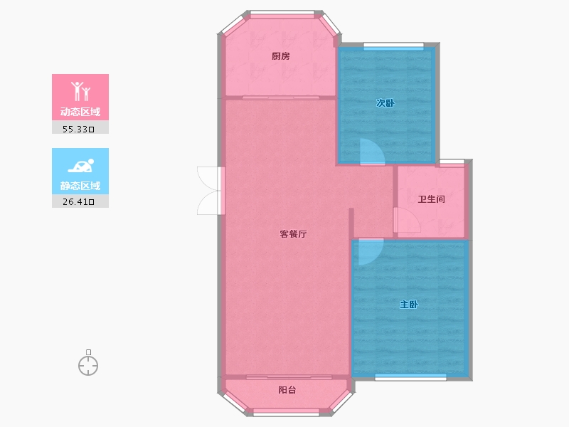 天津-天津市-天房天拖洋房B1户型建面102m²-75.54-户型库-动静分区