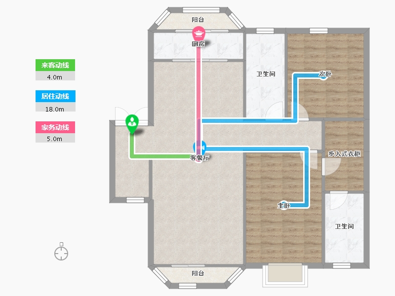 天津-天津市-天房崇德园建面137m²-102.56-户型库-动静线