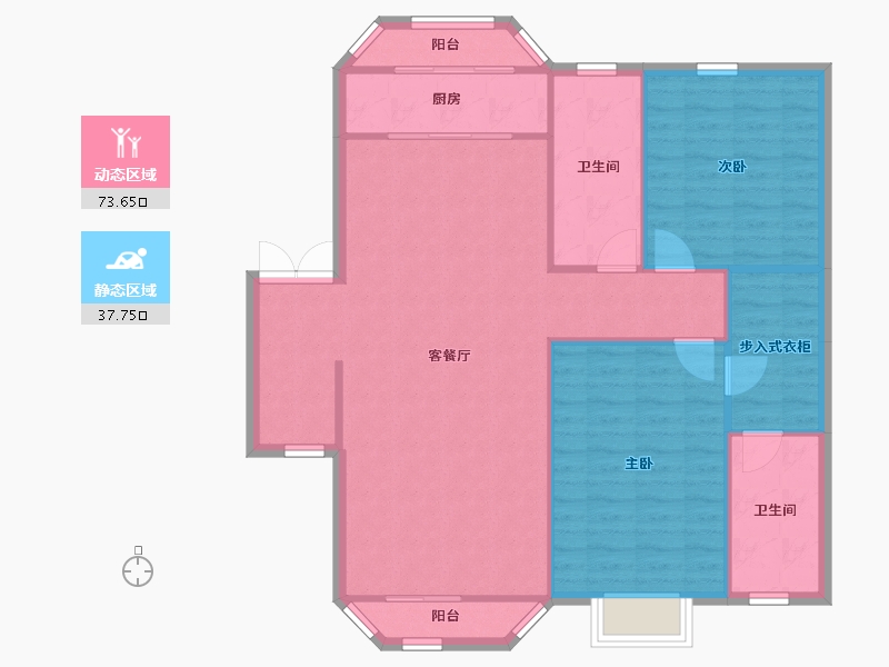 天津-天津市-天房崇德园建面137m²-102.56-户型库-动静分区