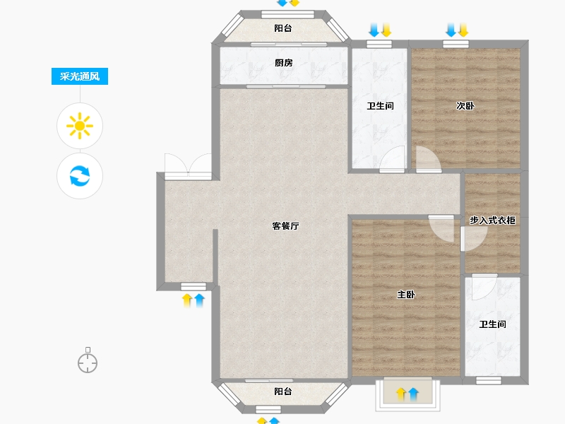 天津-天津市-天房崇德园建面137m²-102.56-户型库-采光通风