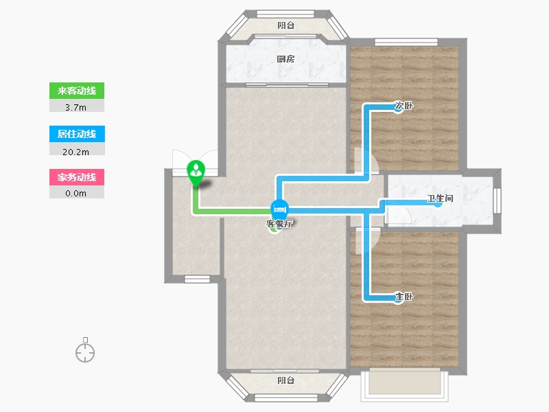 天津-天津市-天房崇德园建面110m²-84.38-户型库-动静线