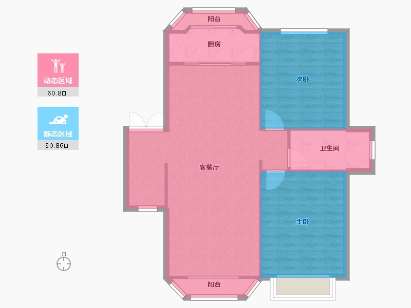 天津-天津市-天房崇德园建面110m²-84.38-户型库-动静分区