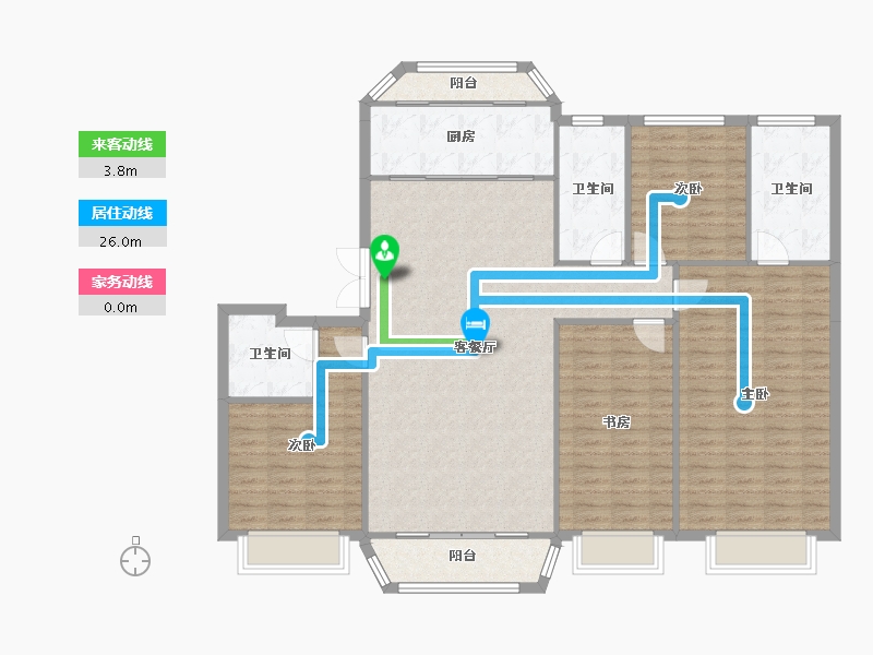 天津-天津市-天房崇德园建面185m²-143.09-户型库-动静线