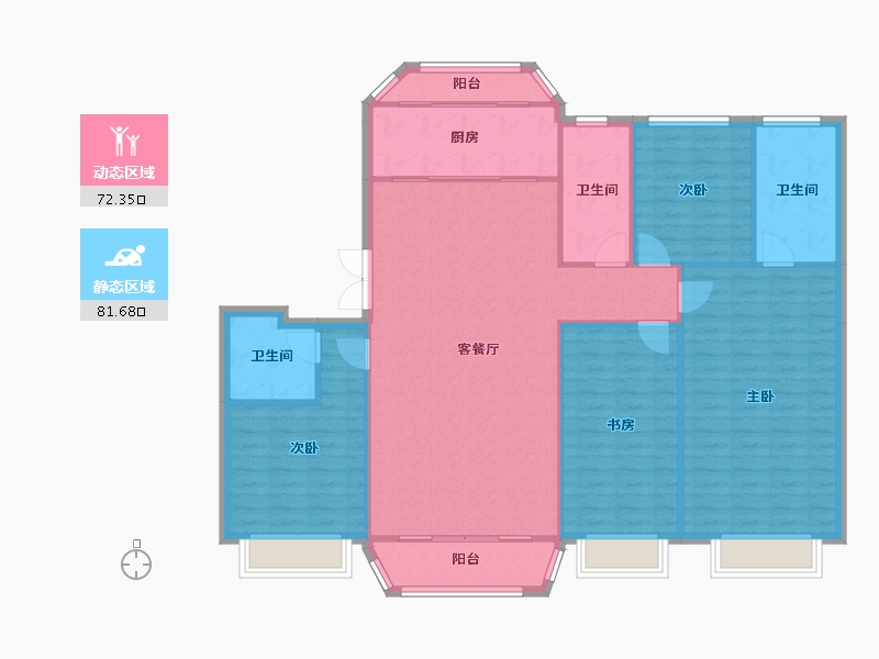 天津-天津市-天房崇德园建面185m²-143.09-户型库-动静分区