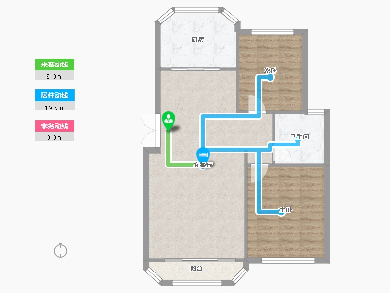 天津-天津市-天房天拖洋房B户型建面105m²-76.58-户型库-动静线