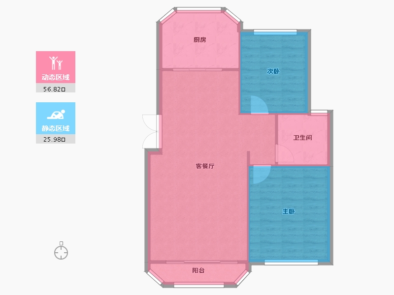 天津-天津市-天房天拖洋房B户型建面105m²-76.58-户型库-动静分区